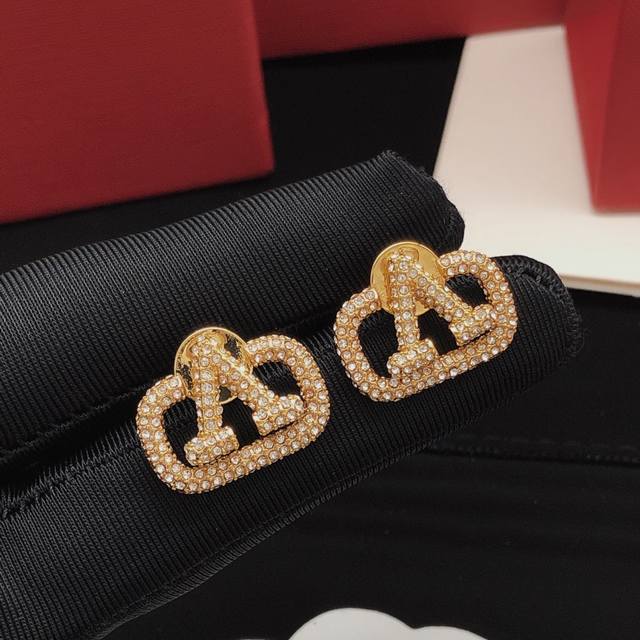 Valentino Stud Earrings With Full Diamond Embellishment
