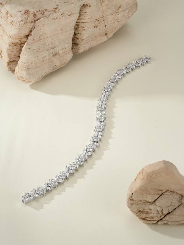 T Victoria Series ~ Sparkling Diamond Bracelet, Featuring Marquise-Cut Diamonds
