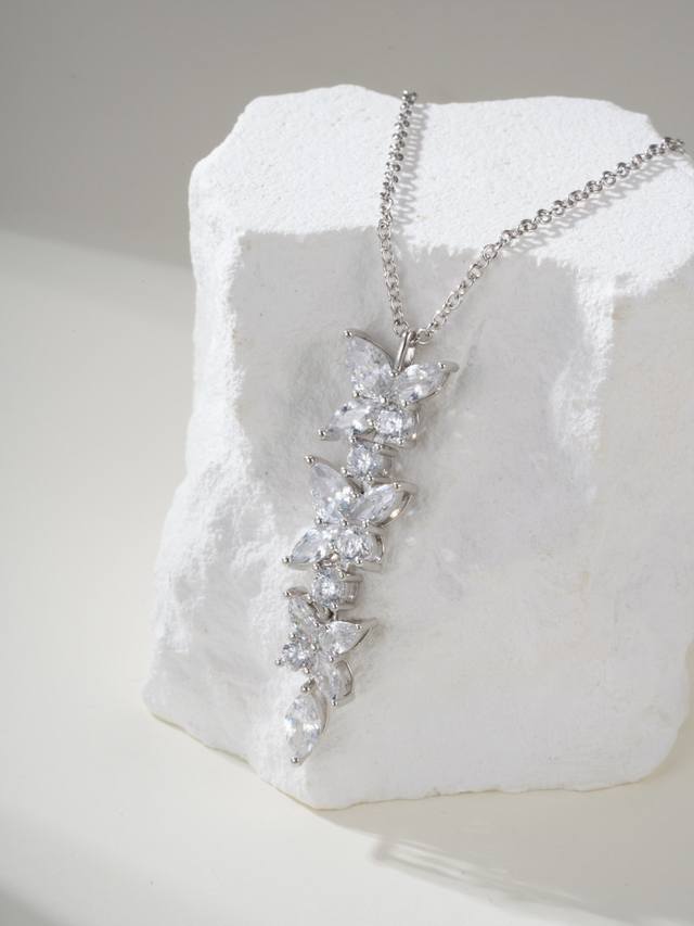 T Victoria Series ~ Brilliant Diamond Necklace, Featuring Marquise-Cut Round Dia