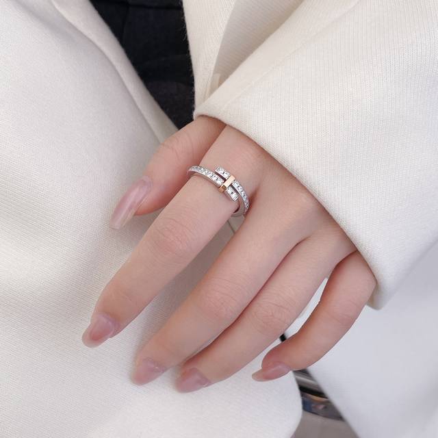 Tedge Series Diamond-Studded Ring, Sizes 5678. Reinterprets Diamond Jewelry In A
