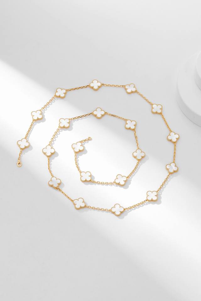 A Necklace For All Seasons, Featuring Twenty White Pearl Mother-Of-Pearl And Gol