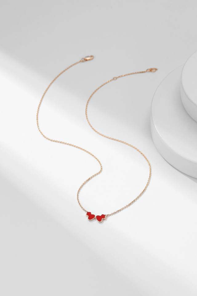 Qilin Chinese Red Double Gourd Necklace, The Color Must Match The Store Photos E