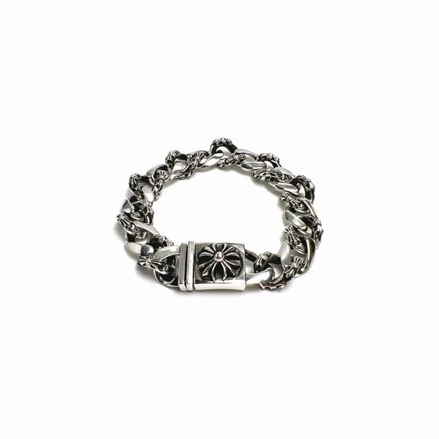 Large Chrome Hearts Square Cross Half-Flower Insert Bracelet Size: 20-22 Cm