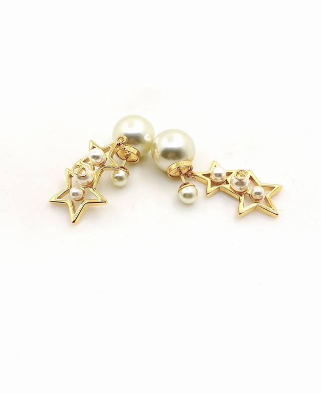 Daor New Arrival Large And Small Pearl Five-Pointed Star Earrings, Consistent Zp
