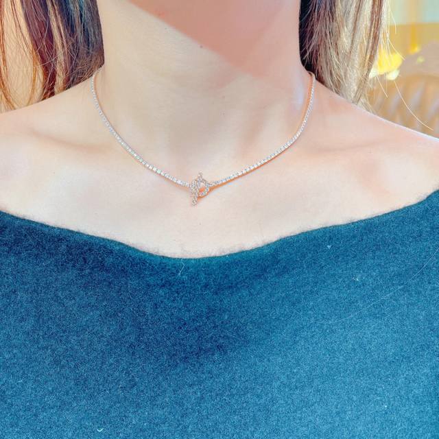 Our Product: Finesse Full Diamond Necklace. Customizable With Real Gold And Diam