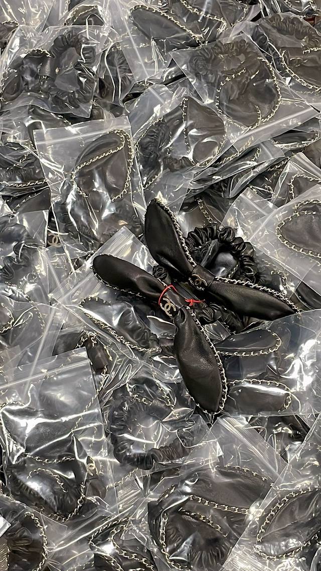 Our Product Black Leather Rabbit Ear Hair Tie Z4980, Adorable Rabbit Ear Hair Ti