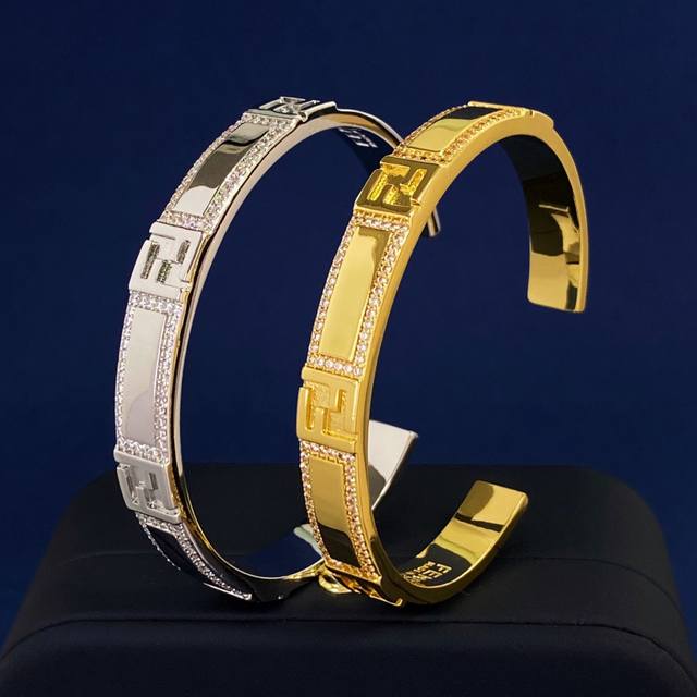 Fd92 Fendi European And American Luxury Brand-Inspired Metal-Textured Rectangula
