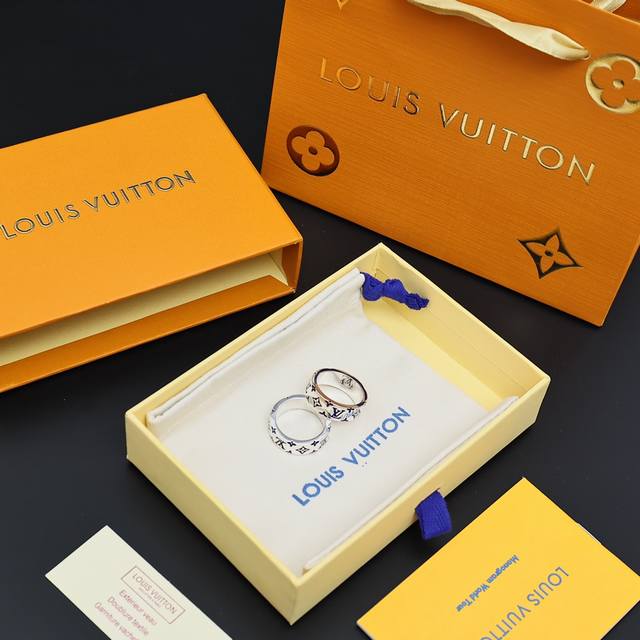 Louis Vuitton New Silver Logo Print Ring, M/L Sizes, In Stock And Ready To Ship,
