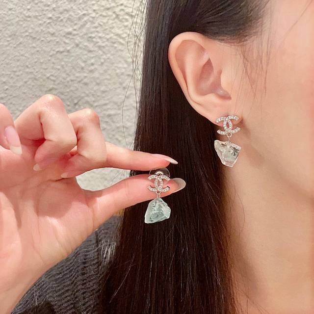 Chanel Transparent Ice Cube Double C Earrings