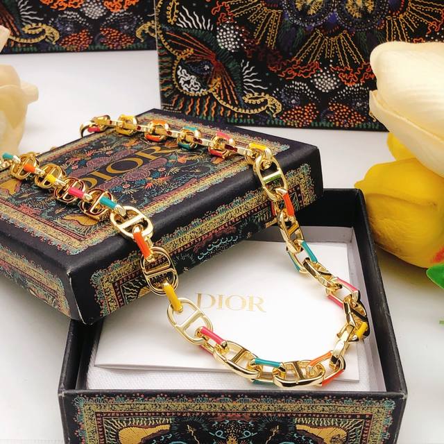 Model Dxl0260 Dio*Latest Drip-Colored Necklace, Made Of Consistent Zp Brass Mate