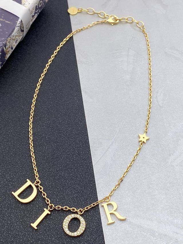 Dior New Letter Necklace, Authentic Brass Material