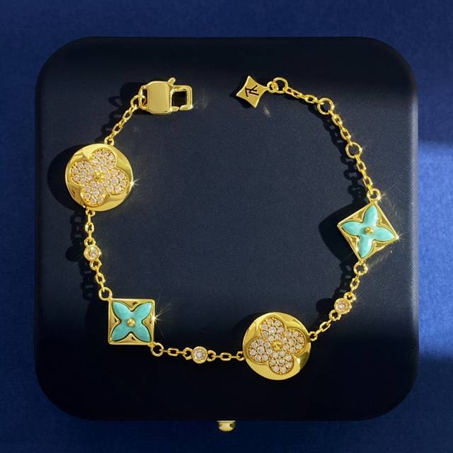 Lu92 Louis Vuitton Fashionable And Versatile Geometric Round Diamond-Studded Fou