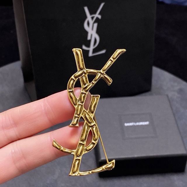 Ysl Saint Laurent Counter New Arrival High-End Vintage Gold Brooch, The Most Und