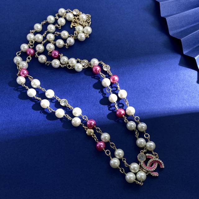 Xn92 Chanel Chanel-Style Fashion Pearl And Enamel Drop Pendant Necklace With Dou