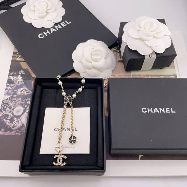 Our Product: Black And White Camellia Long And Short Fringe Necklace Z 10200! Fo