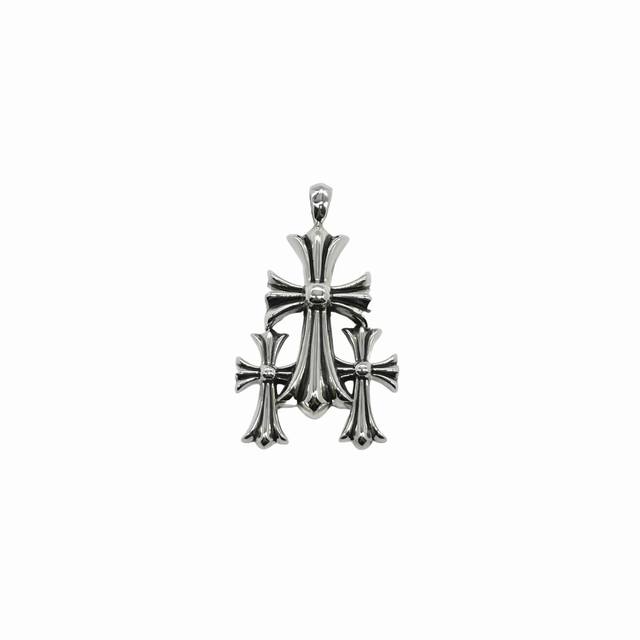 Chrome Hearts Medium-Sized Cross Set Necklace Pure Silver Material Layered Cross