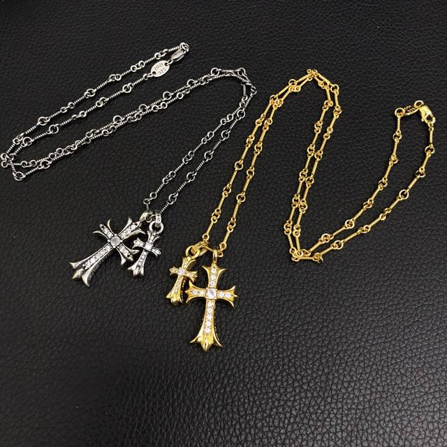 Croxin Classic Double Cross Necklace, Same As The Influencer's, Unique And Trend