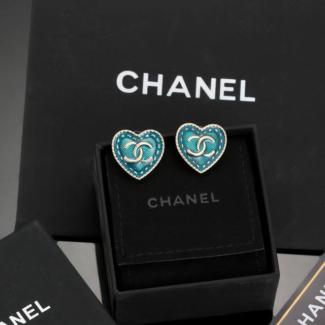 Chanel Chanel New Double C Heart Retro Blue Ear Studs. This Design Is Incredibly