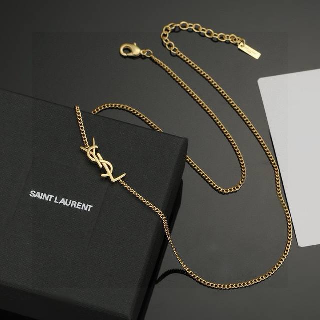 Ysl Saint Laurent Necklace, Original Brass Material. Yves Saint Laurent Was Foun