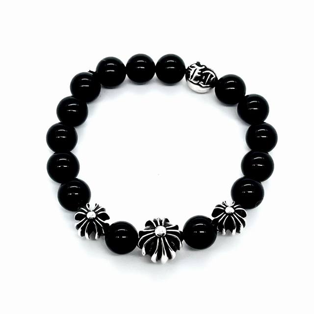Kroxin 4 Silver Bead Black Obsidian Bracelet Specifications: 8Mm Code: 300600