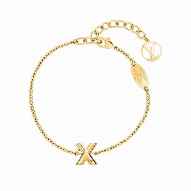 Stunning Lv Louis Vuitton Letter Bracelet, High-End Custom Original Thick Gold P