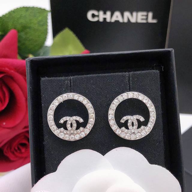 Number Xed0043 Double C Round Silver Stud Earrings Ch Nel New Arrival Hot-Sellin