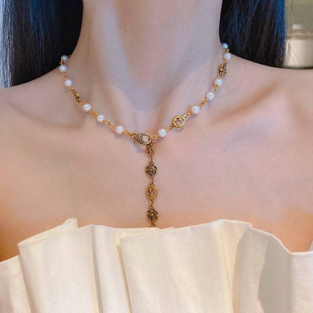 Gxl0028 Gucci Choker Vintage Flower Letter Pearl Necklace High-End Custom