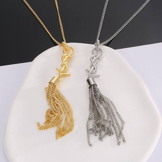Ysl Saint Laurent Letter Necklace, Original Brass Material. Yves Saint Laurent W