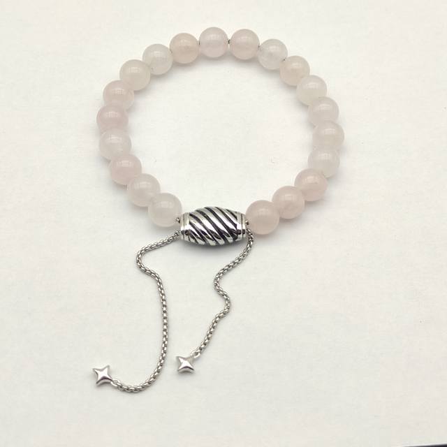 David Yurman 8Mm Adjustable Pink Crystal Series Bracelet. Id Dysl-036