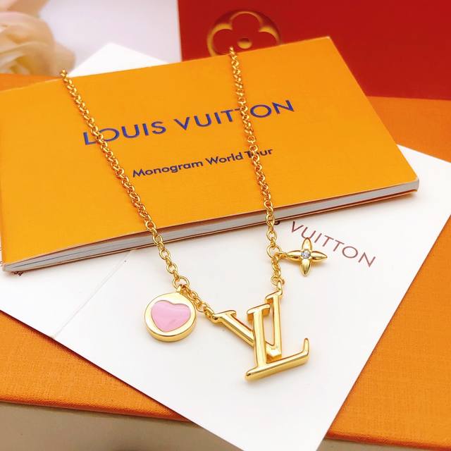 Id Lxl0143 Lv*Latest Pink Heart Necklace, Consistent Zp Brass Material