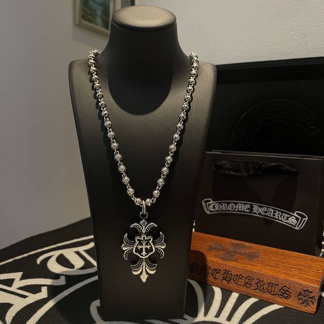 New Arrival, Counter Quality Chrome Hearts Cross Heart Flower Ball Necklace With