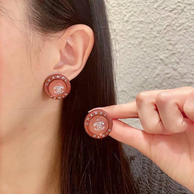 Chanel Round Letter Double C Stud Earrings