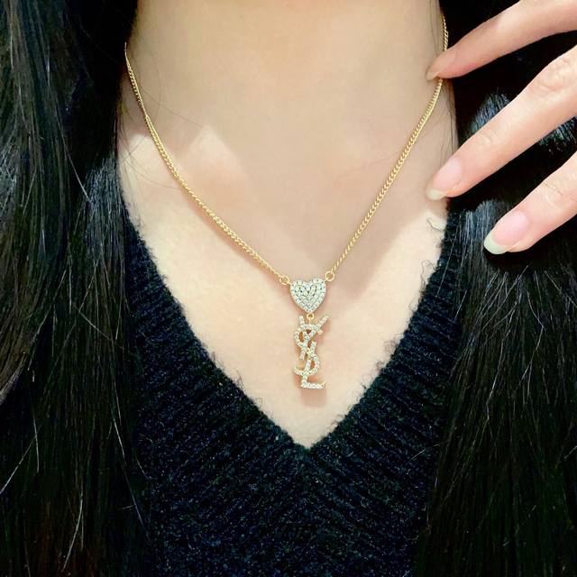 New Ysl Saint Laurent Necklace, Original Brass Material. Yves Saint Laurent Was