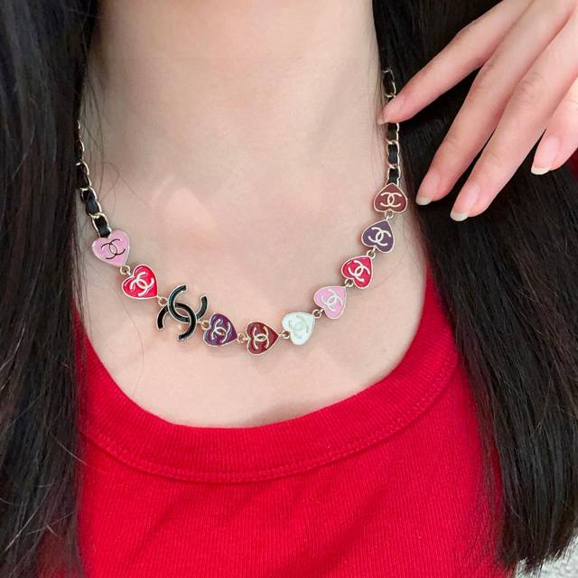 Chanel Heart-Shaped Leather Cord Necklace
