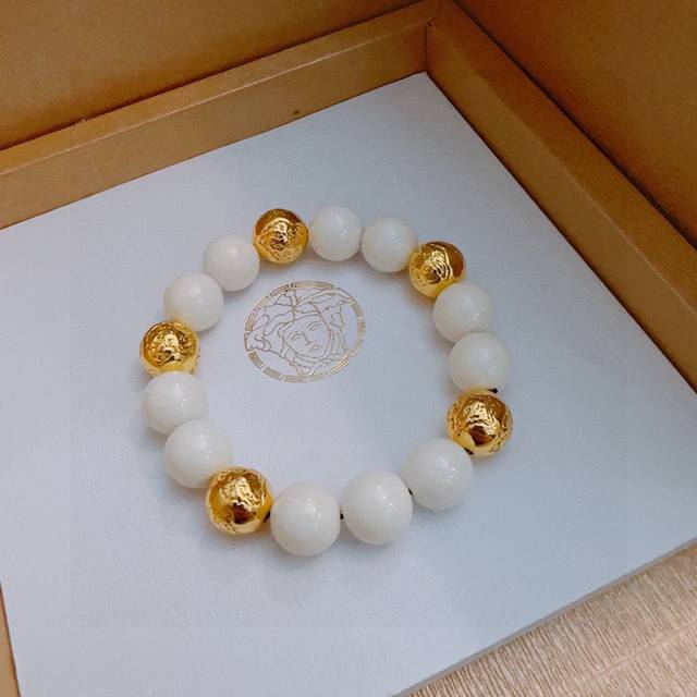 Authentic Store-Quality Version Versace Medusa Agate Crystal Bracelet With Multi
