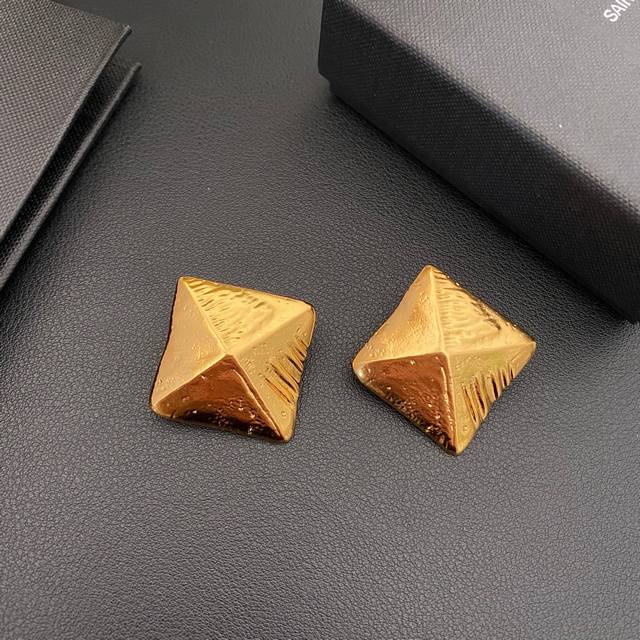 Saint Laurent Vintage-Inspired Geometric Ear Studs.