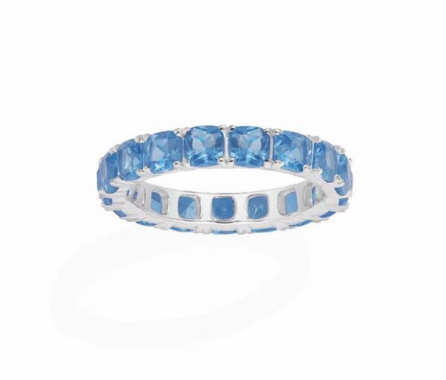 Apm Monaco Lake Blue Square Ring With Micro-Set Geometric Design, Fashionable An