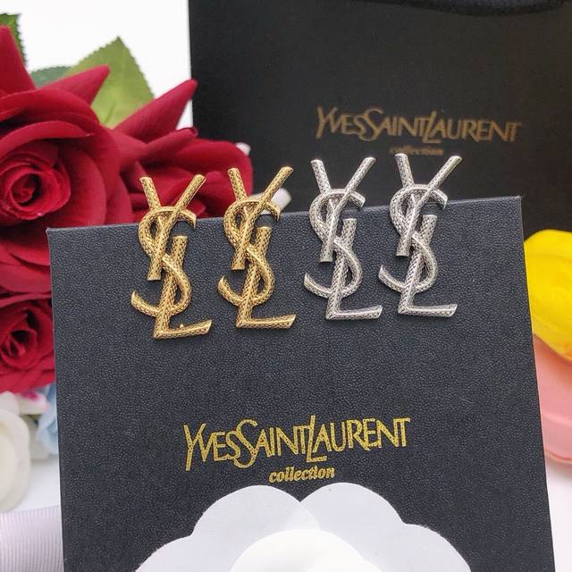 Yed0023 Silver Yed0024 Gold Saint Laurent Ysl Letter Earrings High-End Quality,