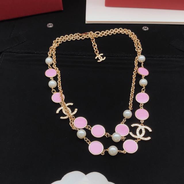 Id Xxl0931 Ch*Nel Latest Round Pink Necklace, Consistent Zp Brass Material