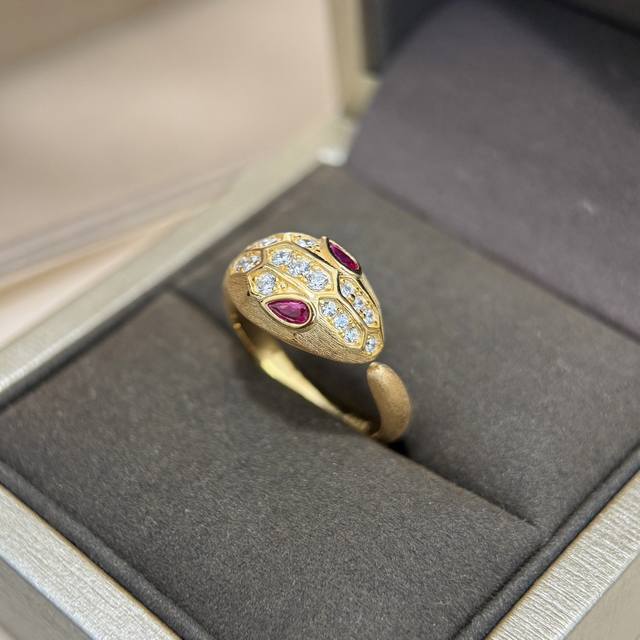 A4987 Designer Edition, Serpent Series, Ruby Eyes, Brushed Finish, Open Ring, Ha