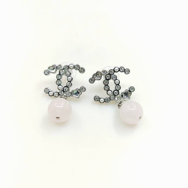 Ch*Nel Newest White Gold Cc Pendant Pearl Earrings, Matching Zp Brass Material