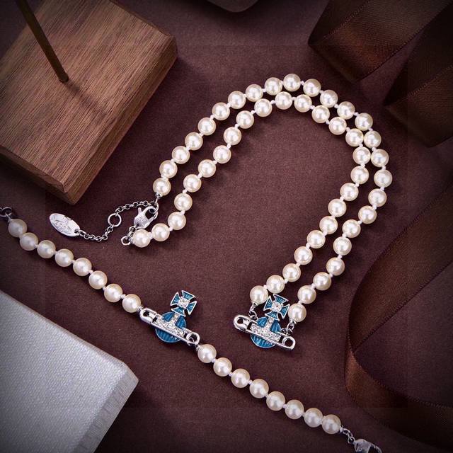 Necklace, Bracelet, Uk Import Vivienne Westwood Saturn Pearl Set Elegant And Sop