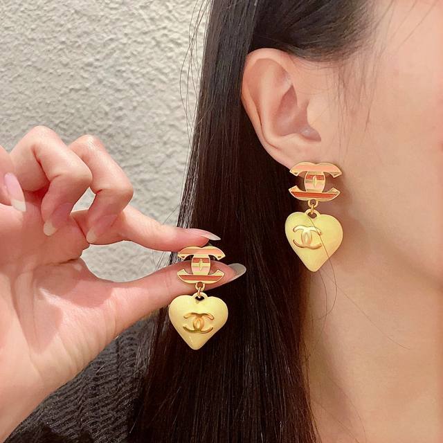 Chanel Double C Heart Earrings