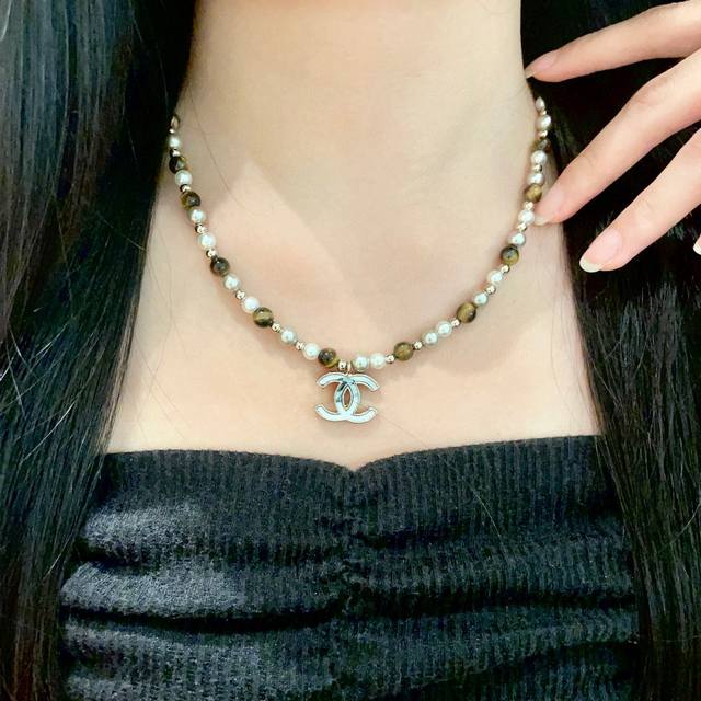 Chanel Pearl Graffiti Double C Necklace