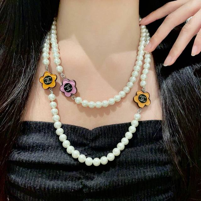 Chanel Camellia Pearl Double C Sweater Chain