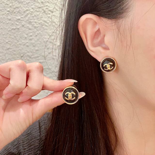 Authentic Store Version Chanel Double C Stud Earrings