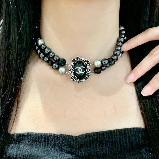 Chanel Vintage Camellia Double C Necklace