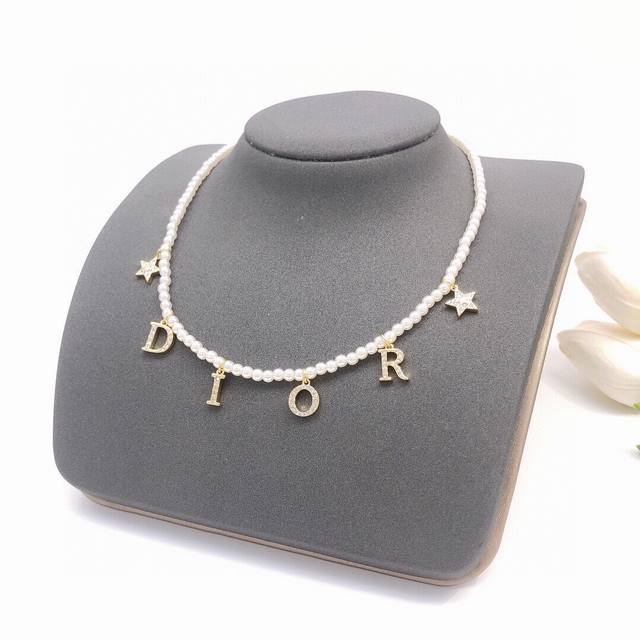 Id Dxl0046 New Arrival Authentic Goods New Dior Dior Letter Pearl Necklace Match