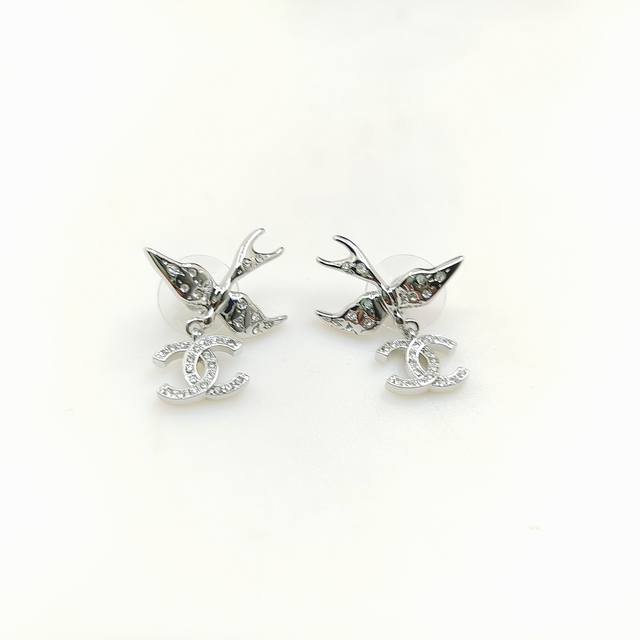 Chanel Latest Platinum Bird Earrings, Zp Brass Material