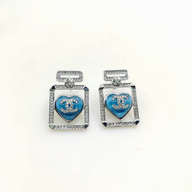 Chanel's Latest White Gold Blue Heart-Shaped Perfume Bottle Earrings, Made From